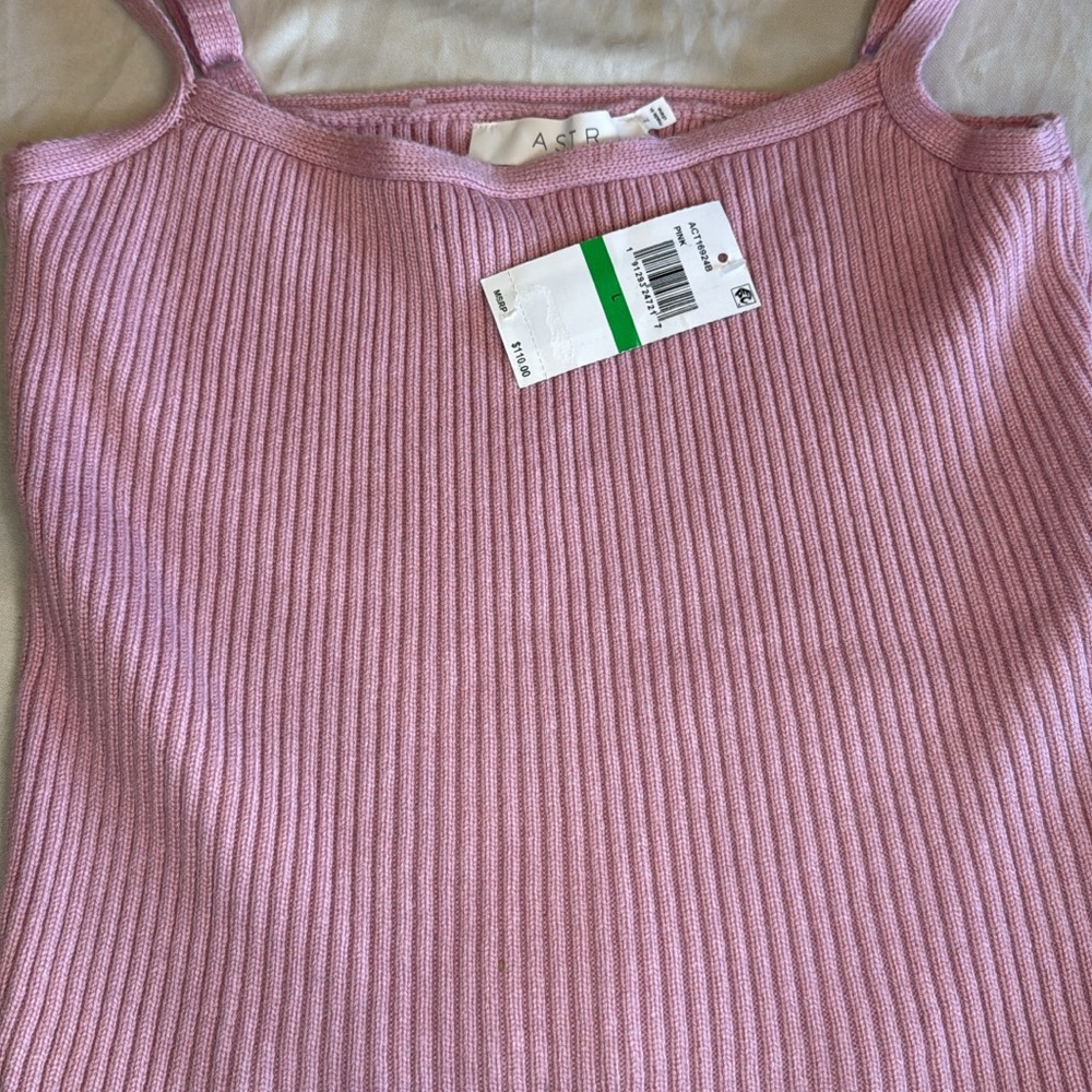 ASTR Pink Ribbed Sleeveless Camisole